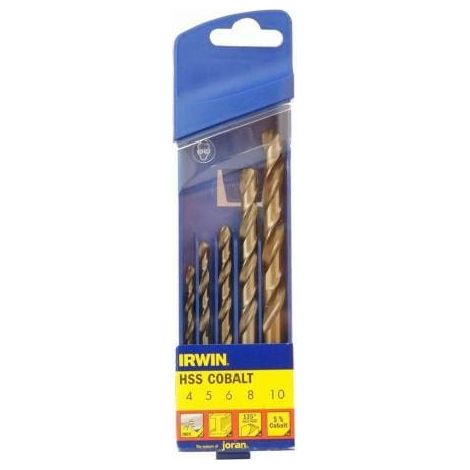 IRWIN 10502570 - Juego serie HSS Cobalt, 5 uds.: 4/5/6/8/10 mm