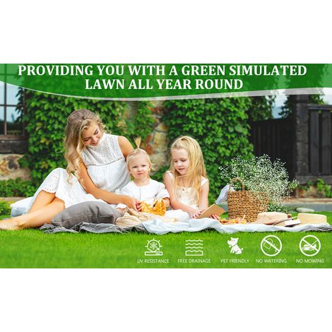 Tapis gazon synthétique 100x100x3 cm en polyéthylène vert, moderne pour balcon FloraGrace (1/5)