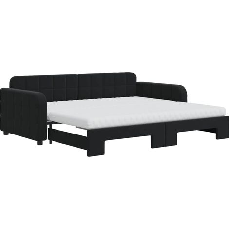 Maison Exclusive - Lit de jour avec gigogne et matelas noir 90x190 cm velours