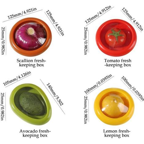 Bac À Fruits Et Légumes - Boîte De Conservation Réutilisable Pour Réfrigérateur - 4 Pièces (1/5)