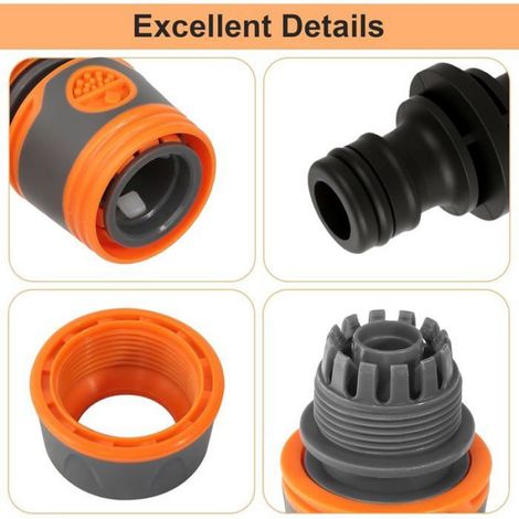 Embout Tuyau Arrosage - 10 Pièces 1/2 Pouce - Connecteur Rapide pour Tuyau d'Arrosage - Jardin Agriculture Pelouse - Lot de 15 Pièces (1/4)