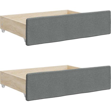 Tiroirs de lit 2 pcs gris foncé bois d'ingénierie et tissu (1/5)
