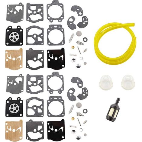 Kit de reconstruction carburateur Walbro K10-WAT pour tronçonneuses Husqvarna, Poulan, McCulloch, Echo – Lot de 2 avec tuyau de carburant (1/5)