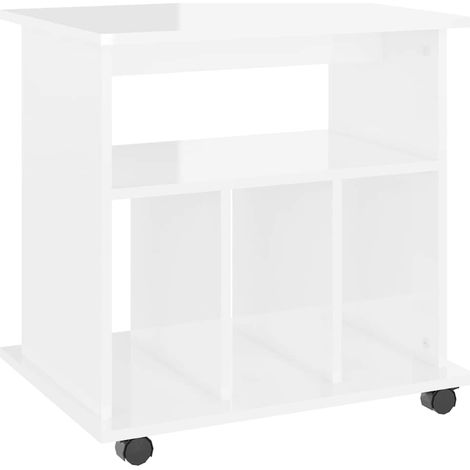 Maison Exclusive - Mobiletto con Ruote Bianco Lucido 60x45x60 cm Legno Multistrato (1/5)