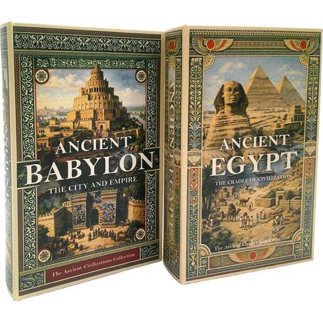 Set de 2 cajas libro de Egipto y Babilonia vintage 26 cm (1/5)