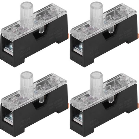 Lot de 20 porte-fusibles basse tension unipolaires pour montage sur rail avec témoin lumineux 10 A 250 V FS-101 6 x 30 mm (1/5)