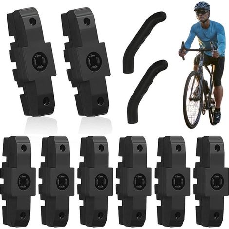 Patins de frein adaptés aux freins de vélo - Lot de 8 - Freins sur jante - Compatibles avec les modèles HS11 et HS33 - Comprend 2 protège-leviers de frein - Noir (1/5)