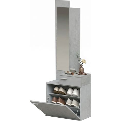 Ensemble meuble d'entrée avec Miroir, Tiroir 61 x 30 x 170 cm Gris (1/5)