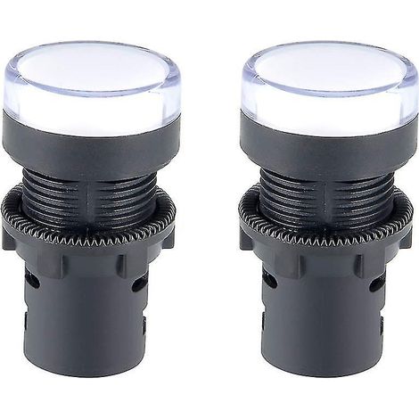 2 AC/DC-Kontrollleuchten, gelbe LEDs, 22 mm (7/8") Einbaumaß – Weiß