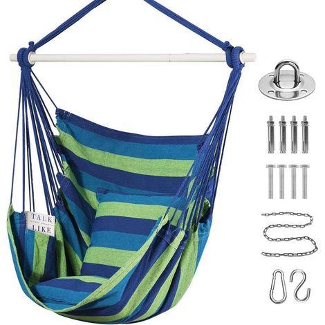 Hängesessel mit 2 Kissen, Boho-Stil, belastbar bis 145 kg, für Innen & Außen (1/5)