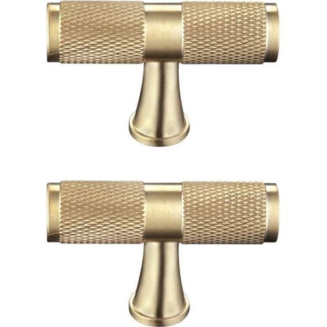 Boutons de porte, poignées de tiroir, poignées en T, ferrures monotrou, accessoires de cuisine, lot de 2 pièces - doré (1/5)