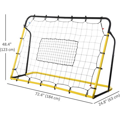 Filet de but de football réglable 1,80 m x 1,20 m, équipement d'entraînement avec rebond pour football, baseball et basketball, 5 réglages d'angle (1/5)