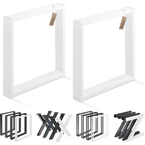 LAMO Manufaktur Lot de 2 pieds de table basse, modèle Simple Light, Profil 60x20 mm, 40x43 cm (L x H), Blanc, LTS-01-E-BB-9016