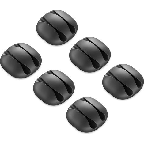 Sollbry Lot de 6 Supports de Câbles Guide-câbles Autocollants Fixation Clips de Rangement Fixation de Câbles Gestion des Câbles Serre-câbles - Pour 2 Câbles - Noir (1/5)