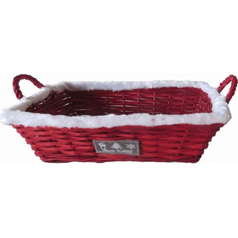 Cesto rettangolare in vimini rosso, 49/45x34x12 cm (kit da 5)