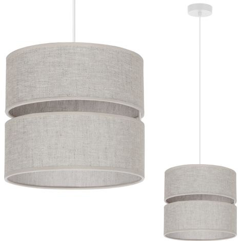 LAMPADA A SOSPENSIONE DUO LINEN BIANCA 1 LUCE PIATTA PARALUME BEIGE L01 20CM