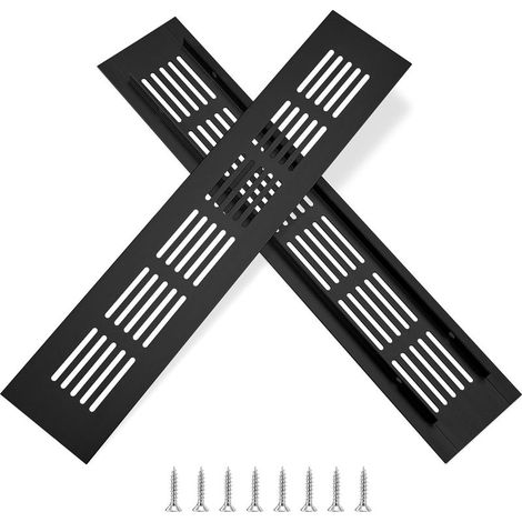 25 x 5cm Noir 2 Pièces Grille d'aération en Aluminium Grille de Ventilation Rectangulaire avec Vis pour la Ventilation des Placards et des Chambres (1/5)