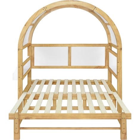 Cama casita evolutiva con cama nido 140x200 cm blanca y natural en pino y MDF (1/5)