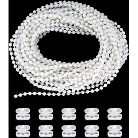 RHG 10 m Ersatzkette, 4,5 mm Kugelkordel für Rollos, mit 10 Verbindern, Weiß (1/5)