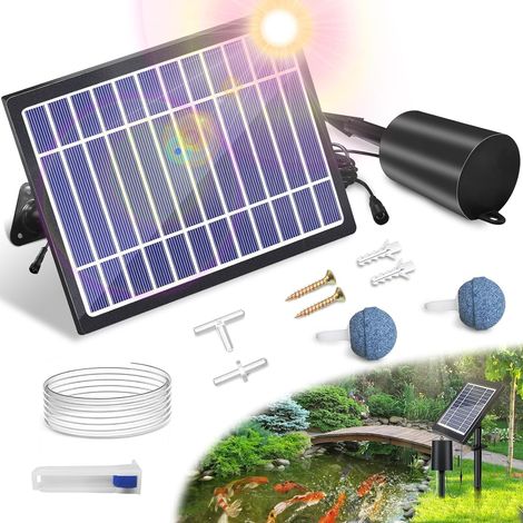 Aérateur Solaire de Bassin Avec Pompe à Air 3 Modes (18H/36H/72H) - 4 W, 2200 mAh, Régulateur de Bulles Pour Petits Bassins Extérieurs (1/5)