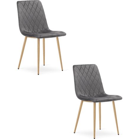 Set di 2 sedie Turin in velluto grigio scuro e gambe effetto legno (1/5)