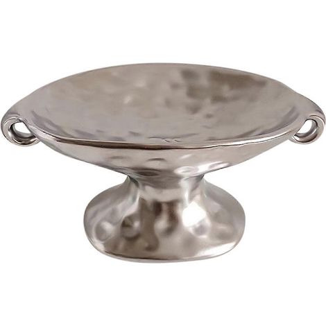 Porte-savon double en céramique (1 pièce), style rétro, plateau haut pour la décoration intérieure, rangement pour savon de salle de bain, couleur argent. (1/5)