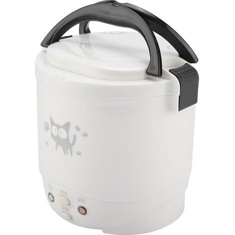 Cuiseur à riz/cuiseur vapeur électrique portable multifonctionnel 12 V 100 W 1 L pour voiture (blanc) (1/4)