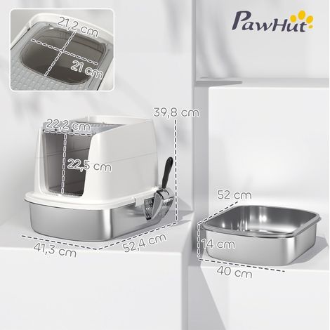 Lettiera per gatti chiusa in acciaio inox, 52,4 x 41,3 x 39,8 cm HAVRYA (1/3)