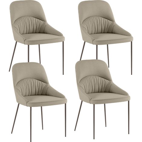 Set 4 Sedie Ginevra 54x63x89 cm in Tessuto Easy-Clean Gambe in Metallo Bronzo Beige (1/5)