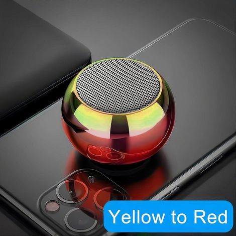 Enceinte sans fil portable (rouge à jaune) avec caisson de basses intégré, mini enceinte Bluetooth 5.0 compacte pour TV, PC, smartphones, fêtes en extérieur (1/5)