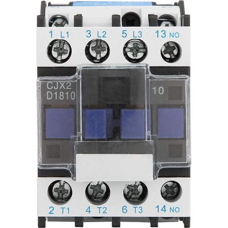 Contacteur AC CJX2-1810 Contacteur Électrique Industriel à 3 Pôles Bobine de Contacteur à Montage sur Rail CA 24/36/48/110/380V(380V AC),A (1/5)