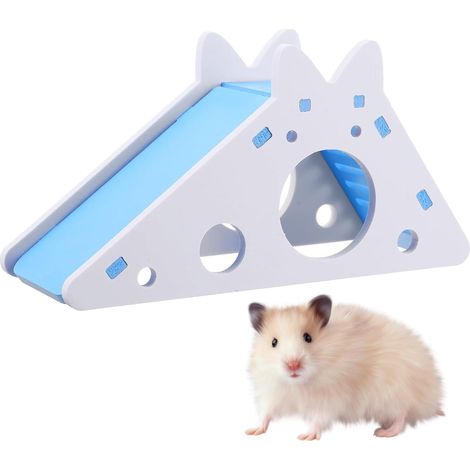Cabane en bois pour hamster, gerbille et rat, jouet d'activité pour petits animaux, accessoires de cage à monter soi-même pour hamsters et petits animaux de compagnie (bleu) (1/5)