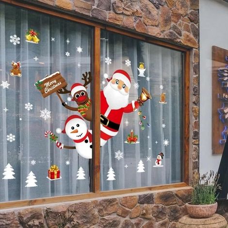 wiederverwendbare Weihnachtsfensteraufkleber, abnehmbare 3D-elektrostatische PVC-Weihnachtsdekorations-Fensteraufkleber (bunt)