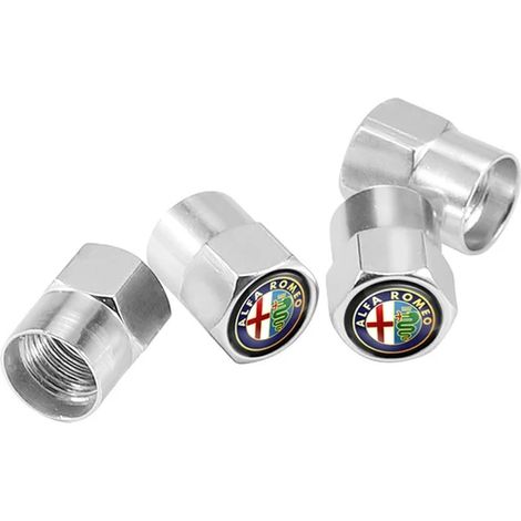 (B argent) 4 pièces bouchons de Valve de pneu de voiture en aluminium Valve d'air de pneu adapté pour 159 147 156 Giulia Giulietta Mito Stelvio Brera Spider (1/5)