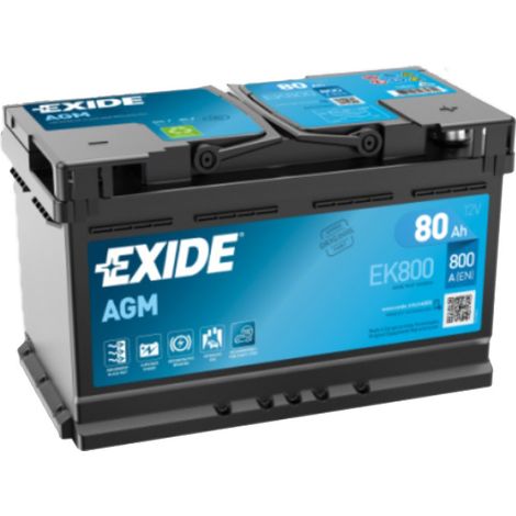 Batería de coche Tudor 80Ah EK800 Exide AGM