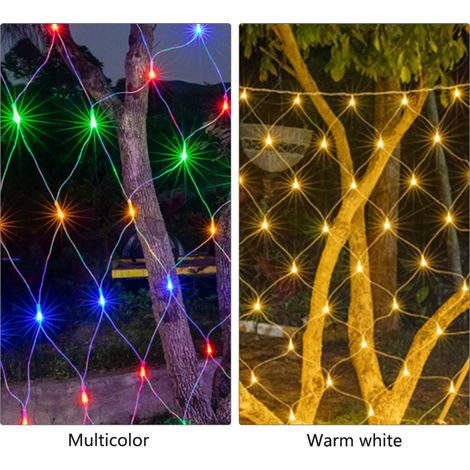 Guirlande lumineuse en maille, 1.5x1.5M, 96 lumières, blanc chaud, 8 Modes, intérieur et extérieur, décoration féerique de fête de vacances et de nuit (1/5)