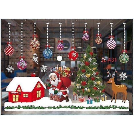 Décorations de Noël sans couture : autocollants amovibles en forme de flocons de neige pour fenêtres (1/2)
