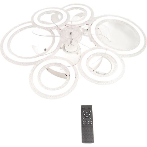 Ventilateur de plafond lumière LED lampe moderne nordique 6 anneaux pour chambre salon salle à manger blanc (1/5)