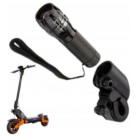 Lampe torche LED puissante à 3 modes + support pour vélo/trottinette électrique (1/5)