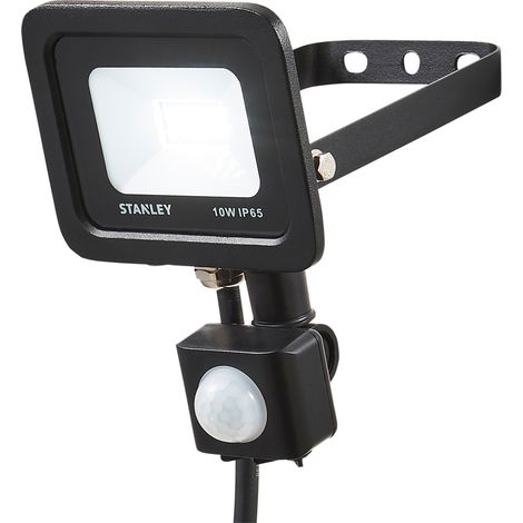 Stanley Floodlight 10W Slimline Garden IP65 LED With PIR Sensor- Black Litecraft (1/4)