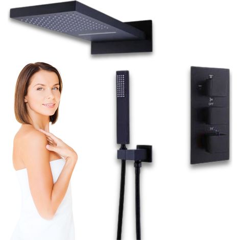 Conjunto de ducha empotrado, Negro (1/4)