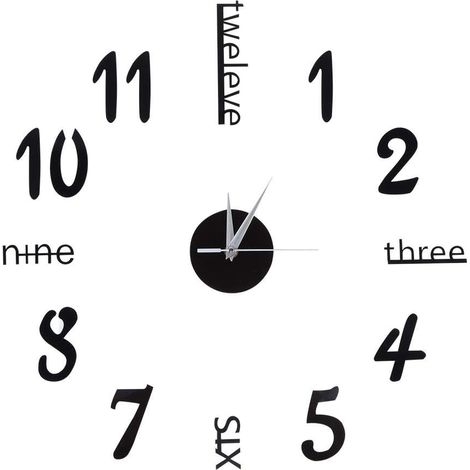 Horloge Murale de Notes en Vinyle et Chiffres Romains 3D pour la Décoration Intérieure (Argent) (1/5)