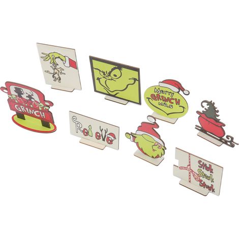 Set aus 8 rustikalen, mehrstöckigen Serviertabletts aus Fichtenholz mit Cartoon-Motiven, geeignet für Zuhause und Partys (1/5)