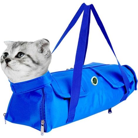 1 Sac De Contention Chat Nylon Réglable Anti-Morsure Poignée Pour Toilettage Voyage Vétérinaire (1/5)