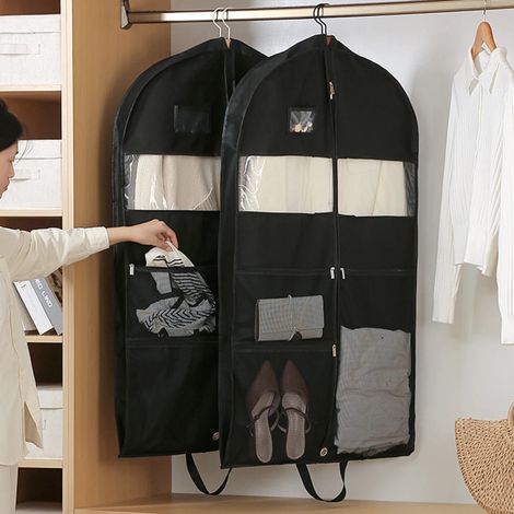 housses de voyage pour costumes avec fermeture éclair rangement à suspendre avec poche pour chemises Manteaux 2 152 x 60 x 10 cm (1/5)