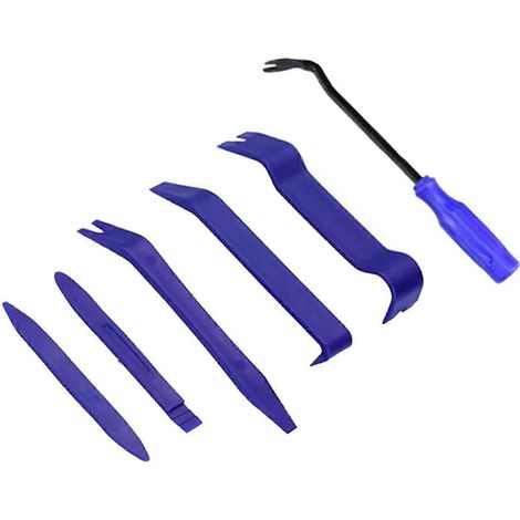 Kit de 6 outils de démontage de garnitures automobiles, kit d'outils de levier en plastique anti-rayures - Fixation des clips de panneaux de porte intérieurs (1/5)