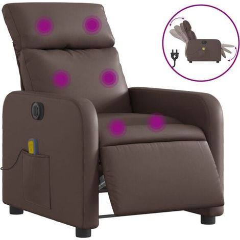 Fauteuil de massage électrique inclinable en similicuir marron (1/5)