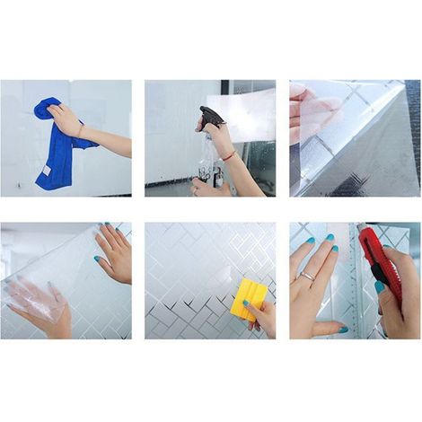 Film Décoratif Fenêtre PVC 45x200cm Privacy Protection UV Filter 3D Design Colored Light Transparent Adhesive Sticker House Office (1/5)