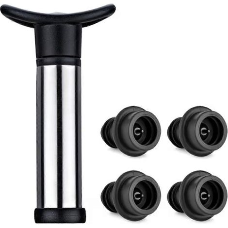 Bouchons de vin avancés, pompe à vide manuelle en acier inoxydable, scelleuse à vide réutilisable pour bouteilles de vin, préservant la fraîcheur du vin (1/5)