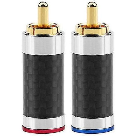 Connecteur RCA jack audio 2025, boîtier en fibre de carbone, adaptateur de jonction en cuivre plaqué or, connecteur RCA mâle soudable pour haut-parleur HiFi (1/5)